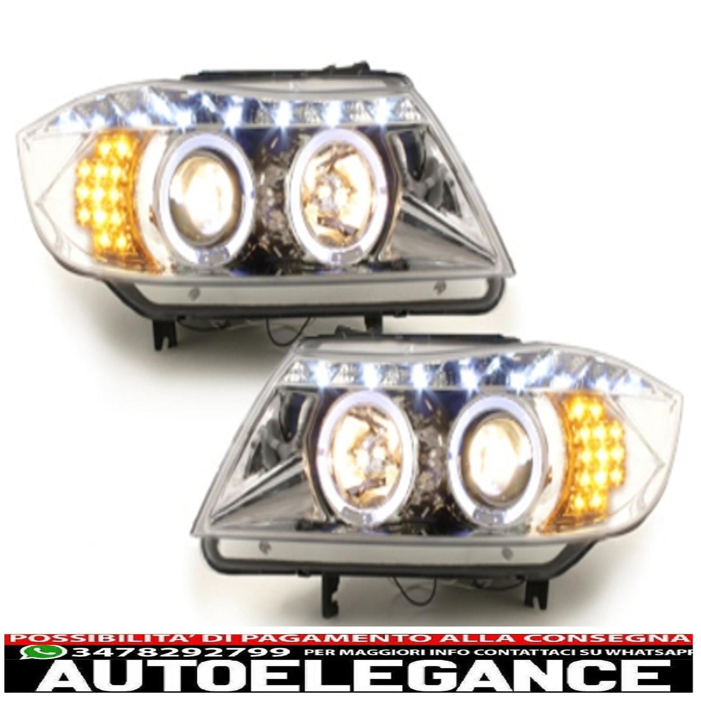 dayline headlights suitable for bmw e90 05+_2 halo rims_drl led_optics_chr