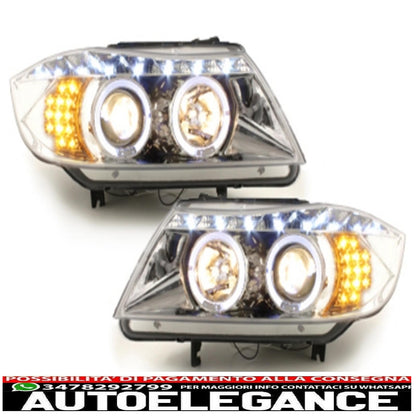 dayline headlights suitable for bmw e90 05+_2 halo rims_drl led_optics_chr