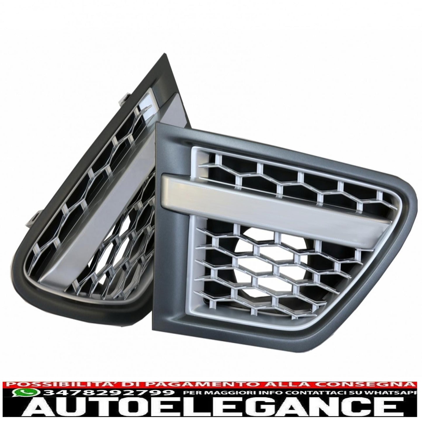central grille and side air intakes group suitable for range rover sport facelift (2009-2013) l320 autobiography look full silver edition 