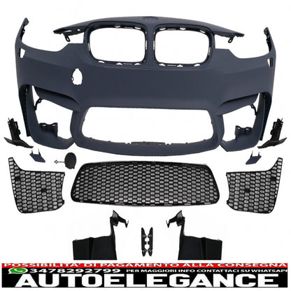kit carrozzeria adatto per paraurti BMW Serie 3 F30 F31 (2011-up) con parafanghi anteriori e minigonne laterali design M3