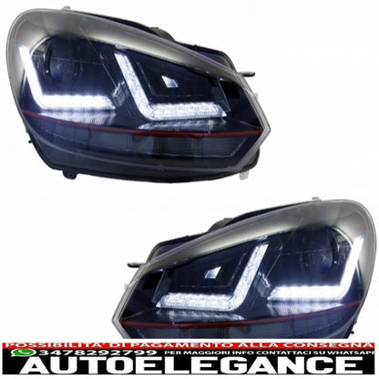 Badgeless Honeycomb Grille with Osram Xenon Headlights Dynamic Sequential LED Turning Lights GTI Design Fit for VW Golf 6 Vi 2008-2012. 