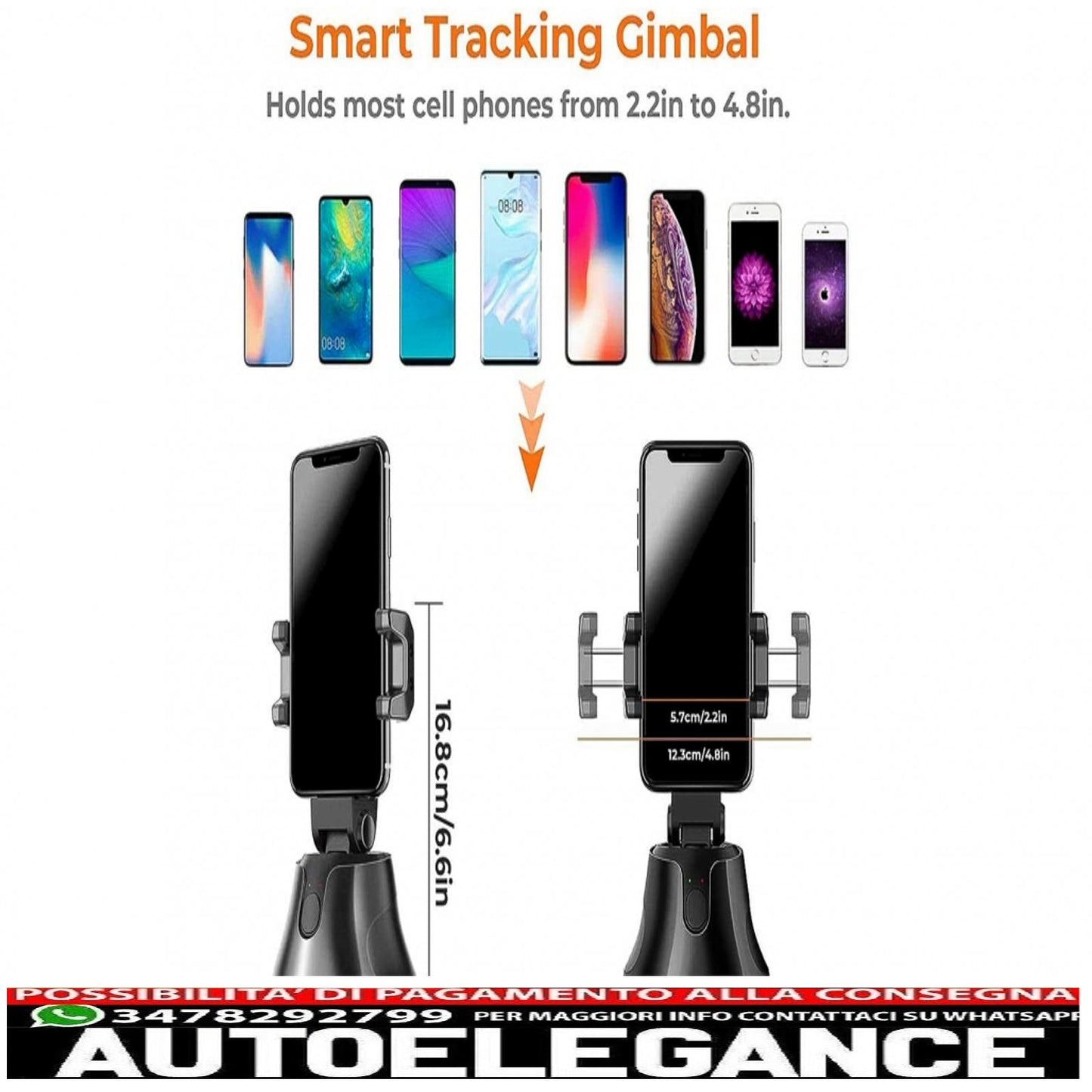 Automatic Face Object Tracking Smart Phone Camera Holder 360° Rotation Selfie Stick for Tiktok/YouTube/Live Streaming/Makeup