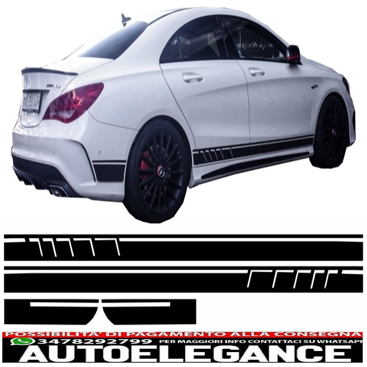 side decals matt black vinyl sticker suitable for mercedes cla w117 c117 x117 (2013-2016) a class w176 (2012-up)