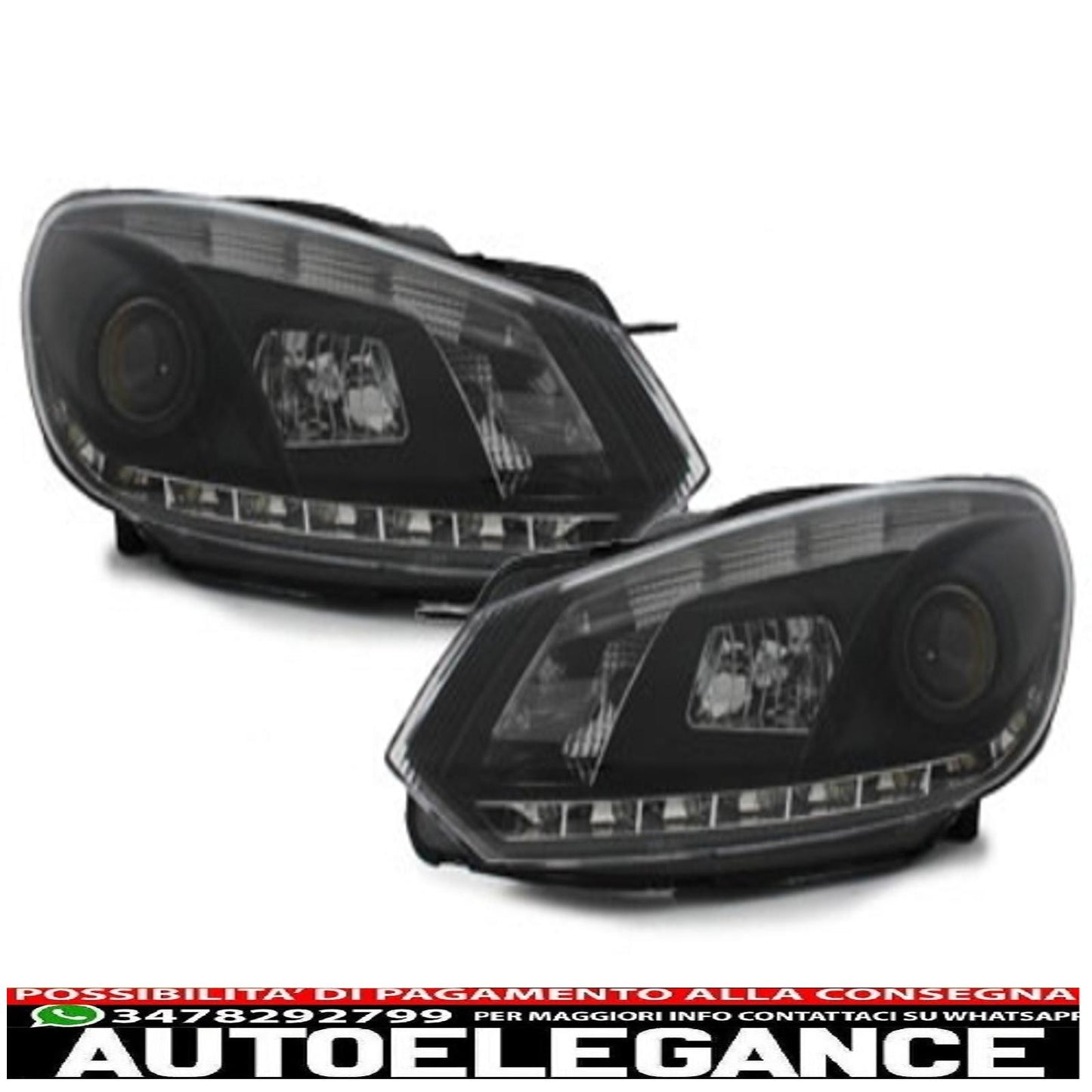 headlights suitable for vw golf 6 (10.2008-2012) tru drl daytime black 