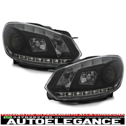 headlights suitable for vw golf 6 (10.2008-2012) tru drl daytime black 