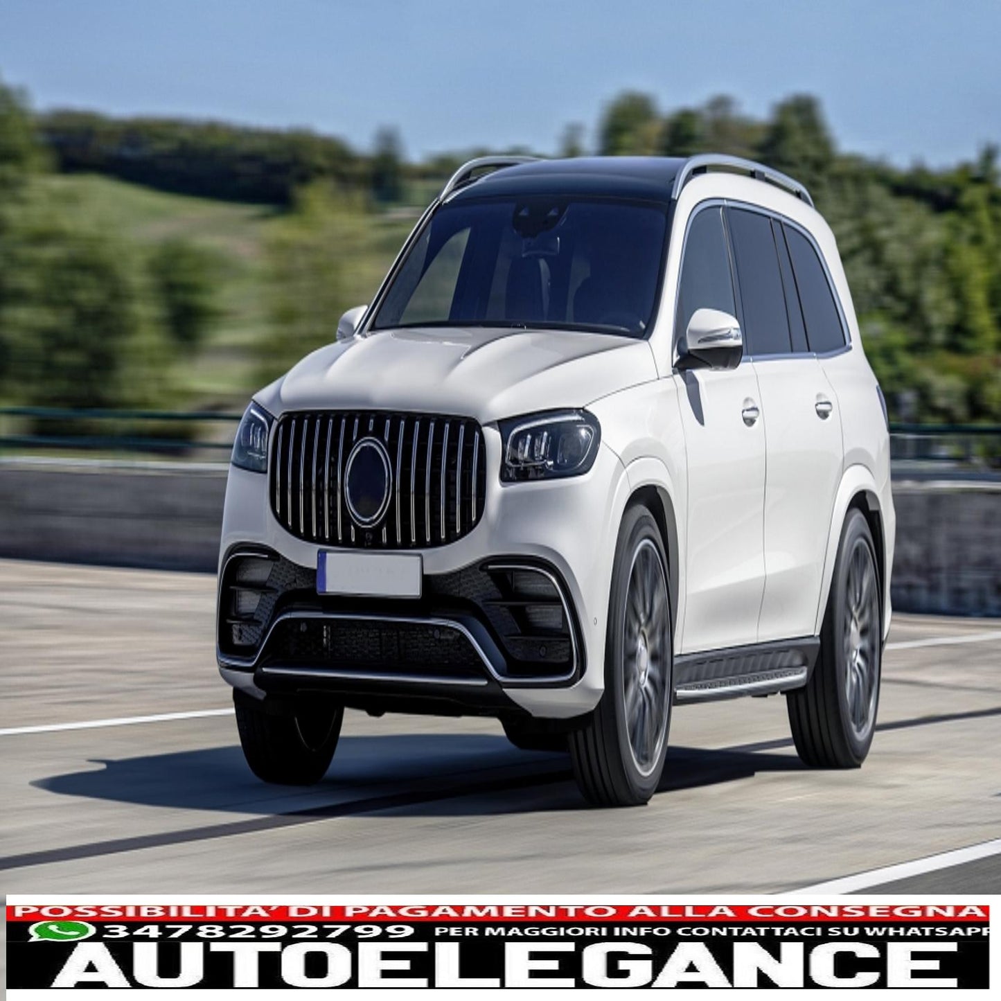 griglia anteriore adatta per mercedes gls suv x167 (2019-up) gt-r design panamericana cromata