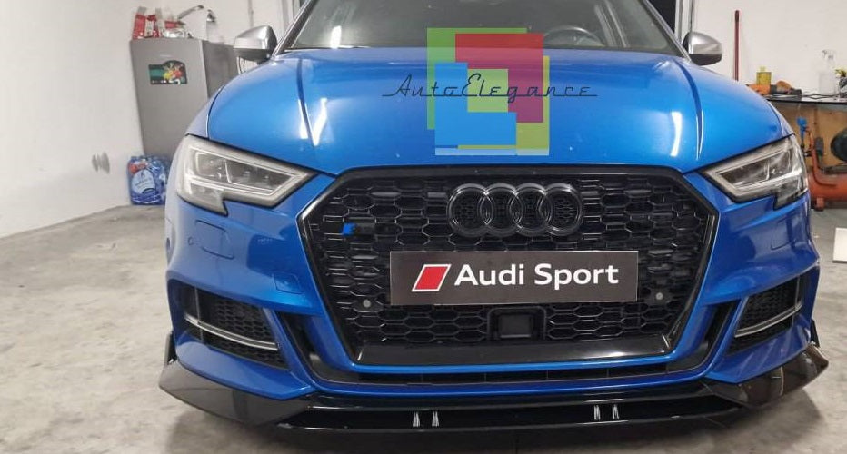 SPLITTER 4 PEZZI ADATTO PER AUDI A3 8V 2017-2020 SLINE S3 NERO LUCIDO