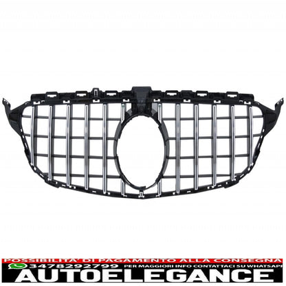 Front bumper with chrome grille and piano black trunk spoiler suitable for mercedes c class c205 (2014-2018) design c63