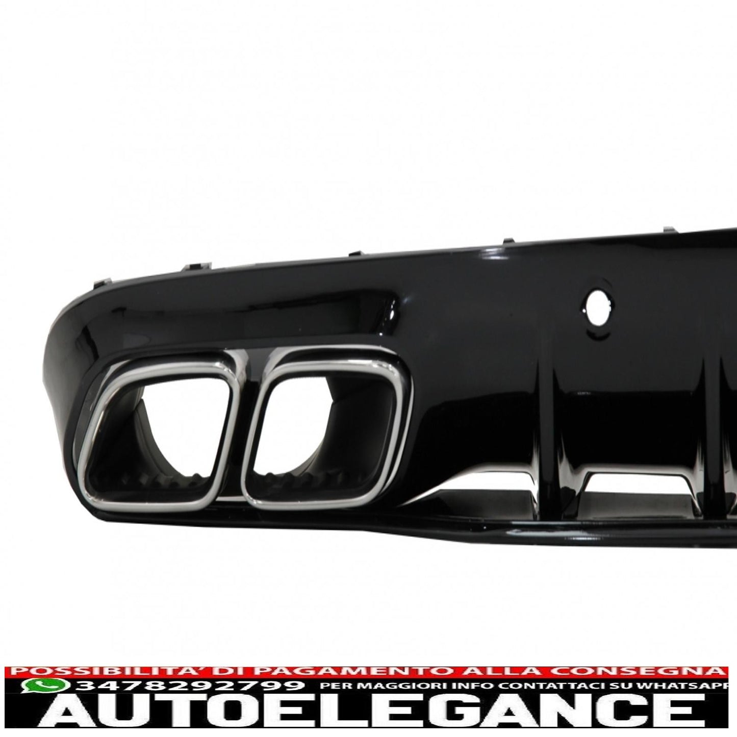 Rear bumper valance diffuser suitable for mercedes c class c205 a205 coupe cabriolet (2014-2019) restyling c63s design silver tips 