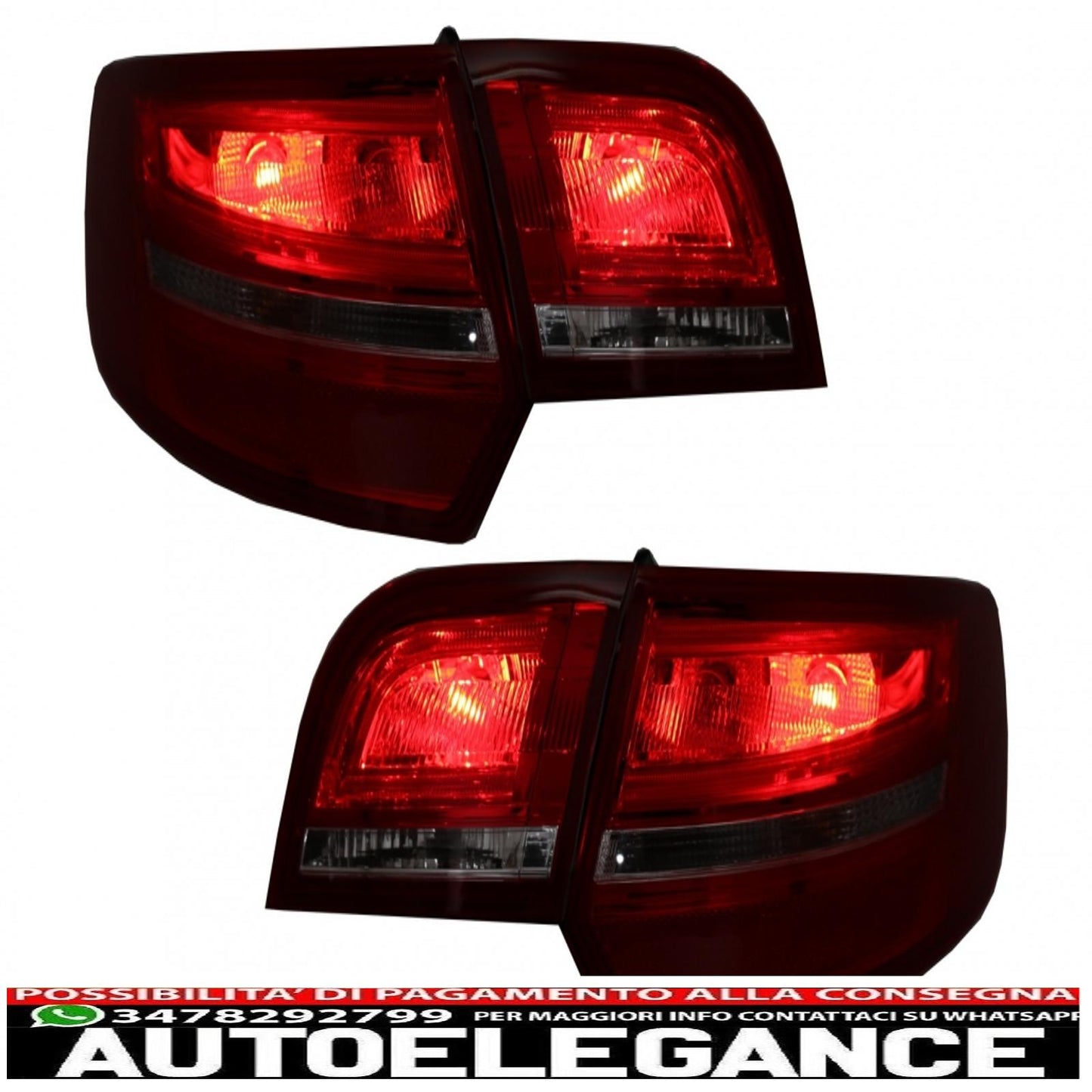 LED rear lights suitable for audi a3 8pa sportback (2004-2008) red/clear