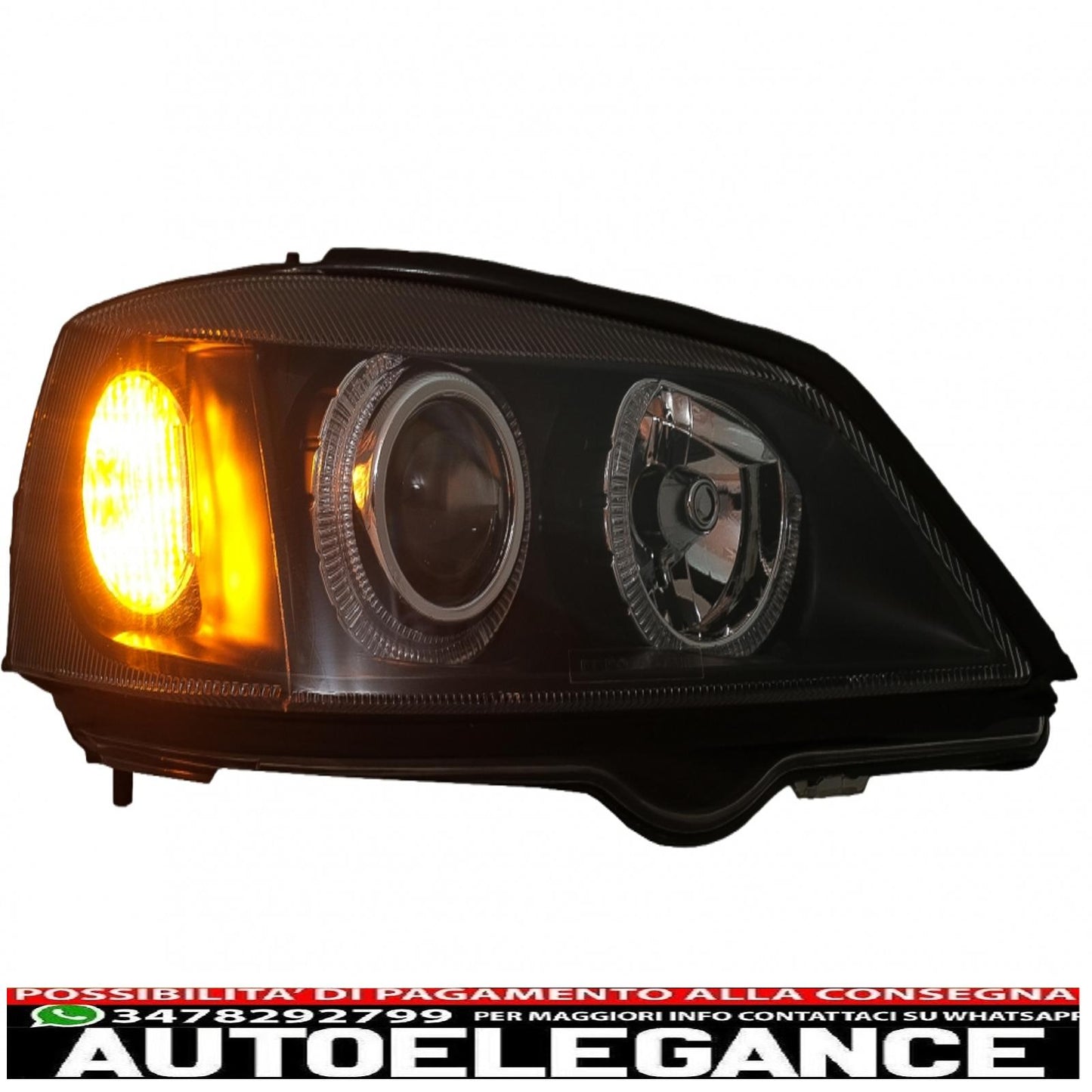 black angel eye headlights with front grille without badge for opel vauxhall astra g (1998-2004) left or right hand drive 