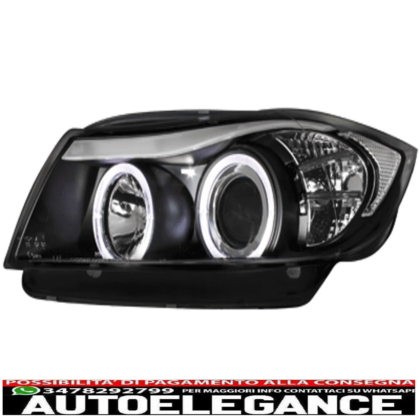 headlights suitable for bmw 3 series e90 sedan e91 touring (03.2005-08.2008) angel eye 2 black halo rims 