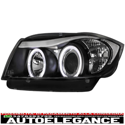 headlights suitable for bmw 3 series e90 sedan e91 touring (03.2005-08.2008) angel eye 2 black halo rims 