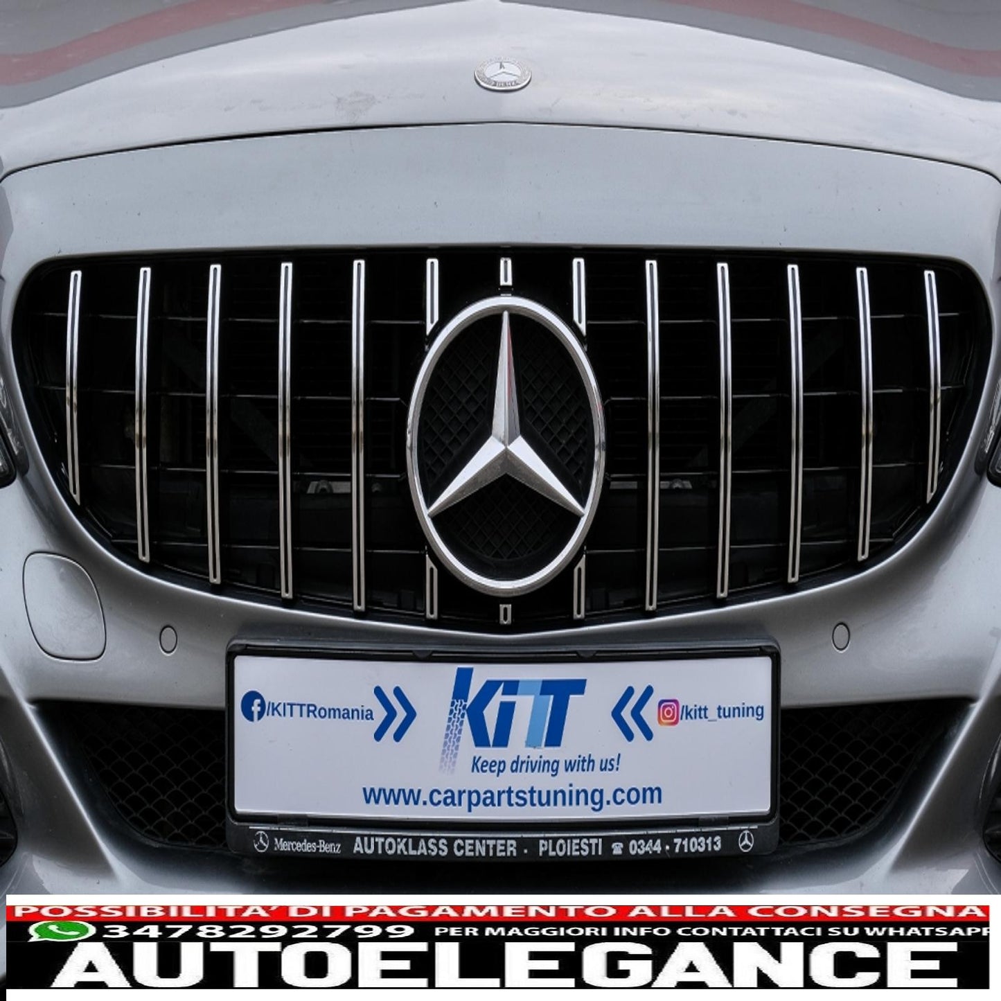 front grille suitable for mercedes c class w205 s205 c205 a205 (2014-2018) gt-r design panamericana chrome without camera 