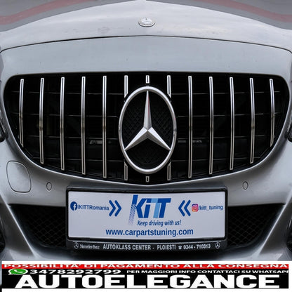 front grille suitable for mercedes c class w205 s205 c205 a205 (2014-2018) gt-r design panamericana chrome without camera 