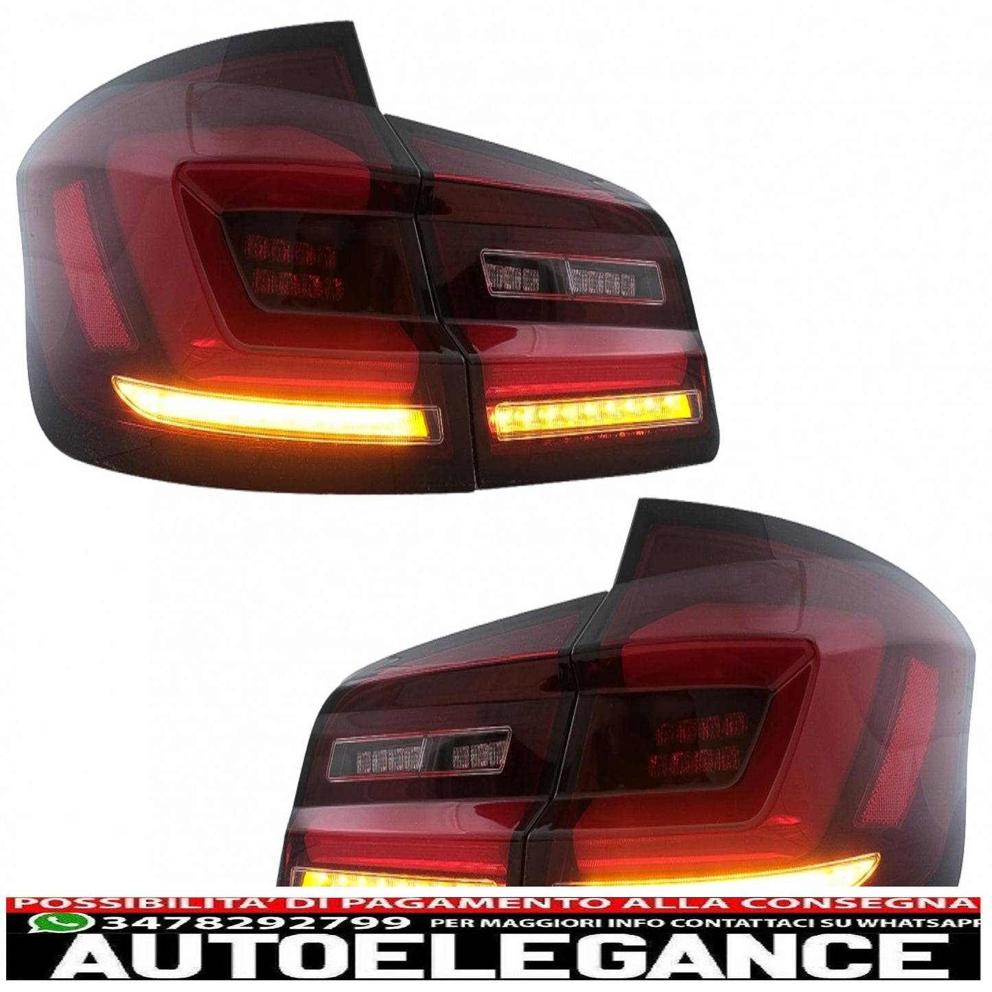 fanali posteriori full led adatti per bmw serie 5 f10 (2011-2017) indicatori di direzione sequenziali dinamici fumé rosso