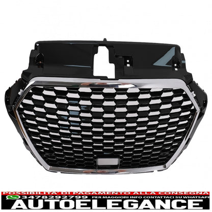 griglia anteriore adatta per audi a3 8v facelift (2017-2019) design rs3 nera cromata