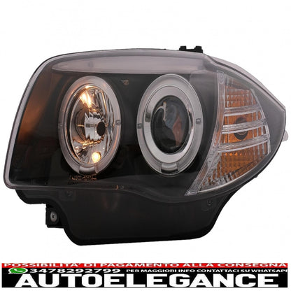 Angel eye headlights suitable for bmw 1 series e81 e82 e87 e88 (2004-2011) black 