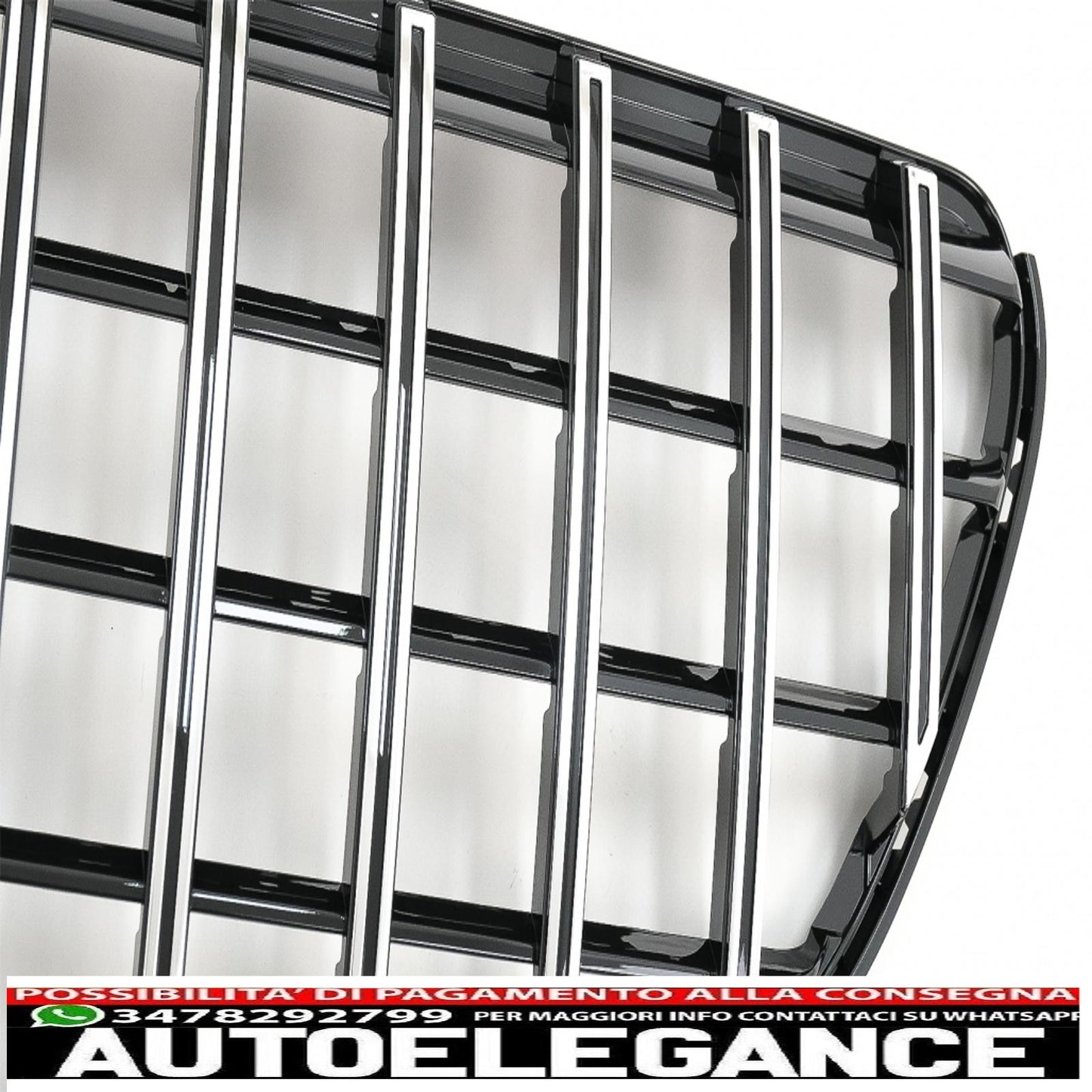 central grille suitable for mercedes v class w447 facelift (2020 onwards) gt r design panamericana black chrome