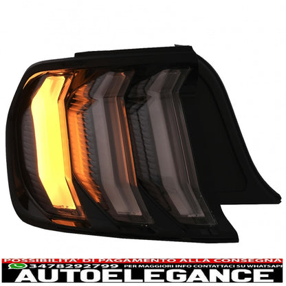 fanali posteriori full led adatti per ford mustang vi s550 (2015-2019) fumé trasparenti con luci di svolta sequenziali dinamiche