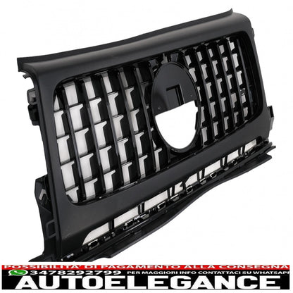 griglia anteriore con coperture fari adatta per mercedes classe g w464 w463a & g63 amg (06.2018-up) gt-r design panamericana nero pianoforte
