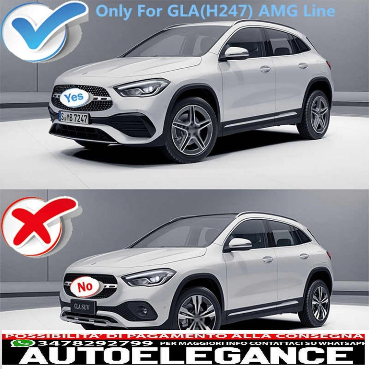 Alette aerodinamiche per paraurti posteriore, alette laterali flics, adatte per mercedes gla suv h247 (2020-up) sport line piano nero AUTOELEGANCERICAMBI