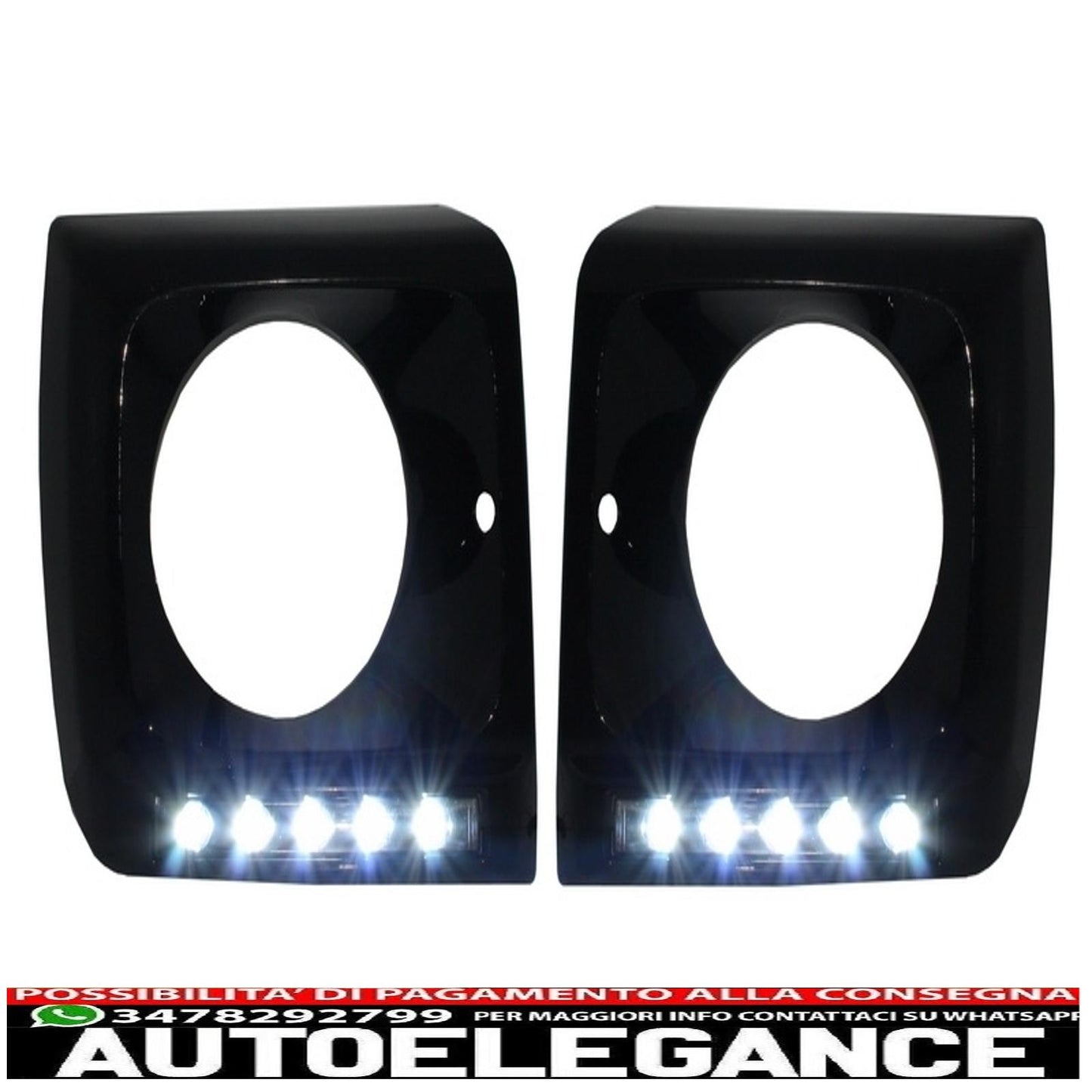 Coprifari neri led drl adatti per mercedes classe g w463 (1989-2012) g65 design con fari bi-xeno AUTOELEGANCERICAMBI