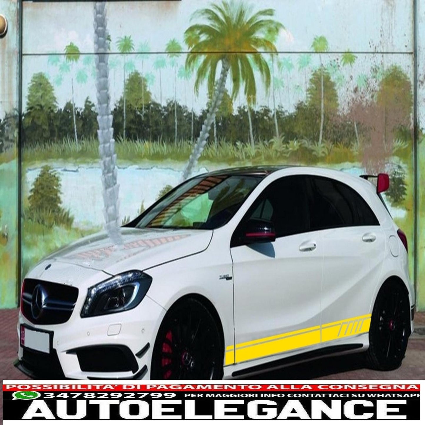 side decals matt yellow vinyl sticker suitable for mercedes cla w117 c117 x117 (2013-2016) a class w176 (2012-up) 45 design edition 1