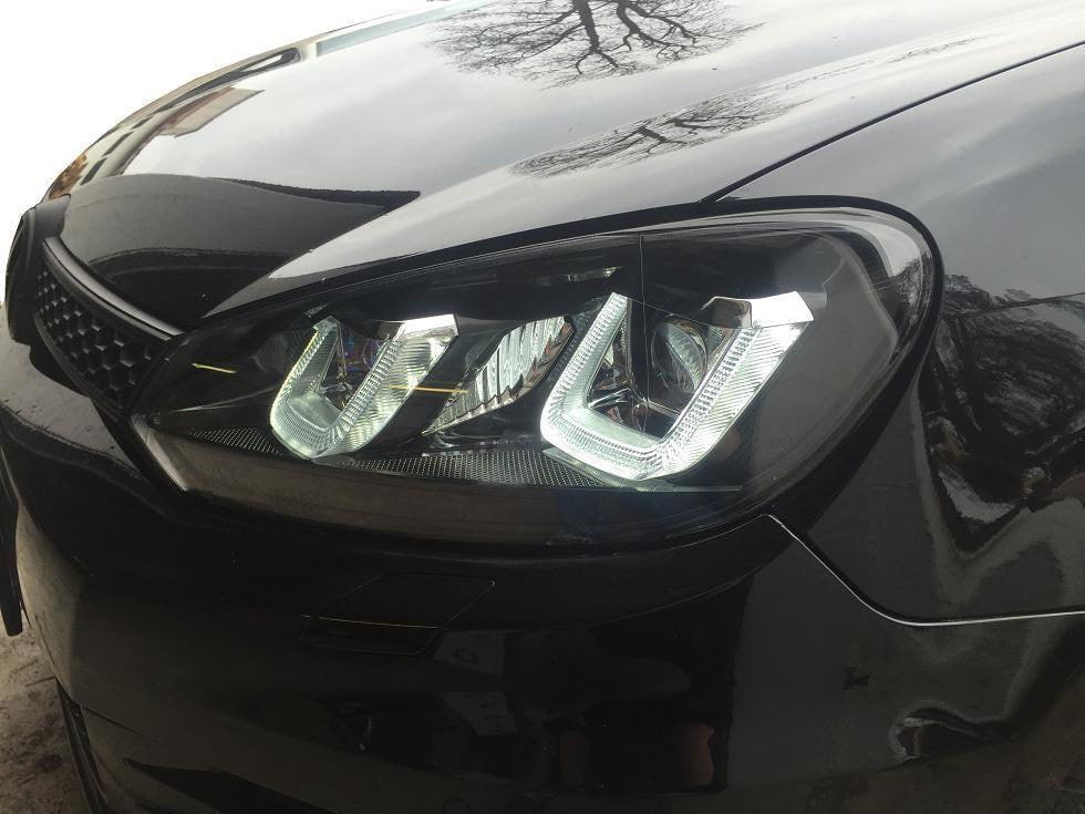FARI ANTERIORI ADATTI PER VW GOLF 6 2008-2013 LOOK GOLF 7 DESIGN SPORTIVO