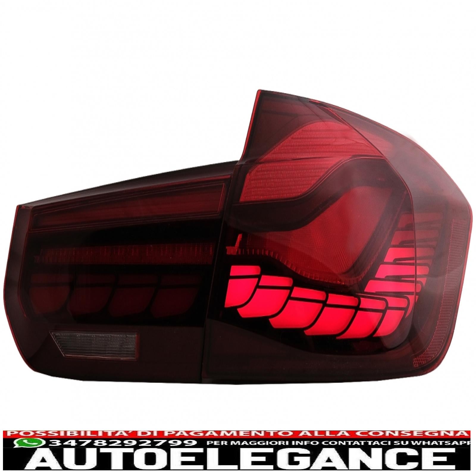 conversione dei fanali posteriori oled al design m4 adatti per bmw serie 3 f30 pre lci e lci (2011-2019) f35 f80 rosso trasparente con luce di svolta sequenziale dinamica AUTOELEGANCERICAMBI