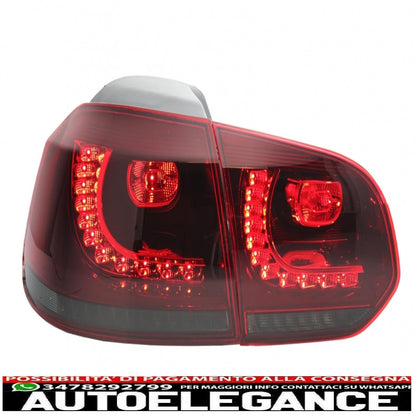 full led rear lights suitable for vw golf 6 vi (2008-2013) r20 cherry red design with sequential dynamic cornering lights (left and right)