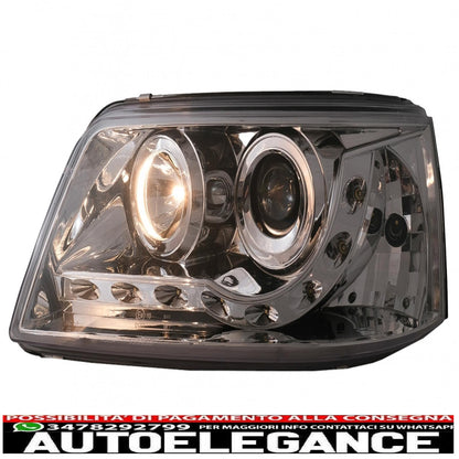 fari anteriori drl led adatti per vw trasportatore t5 (04.2003-08.2009) cromati