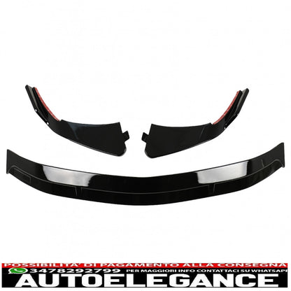 Front Bumper Spoiler Lip Suitable For Mercedes C Class W206 S206 Sport Line (2021-up) Piano Black 