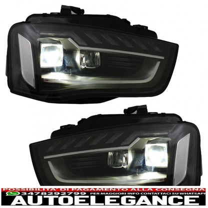 full led headlights suitable for audi a4 b8.5 facelift (2012-2015) dynamic sequential cornering lights black design a4 b9.5