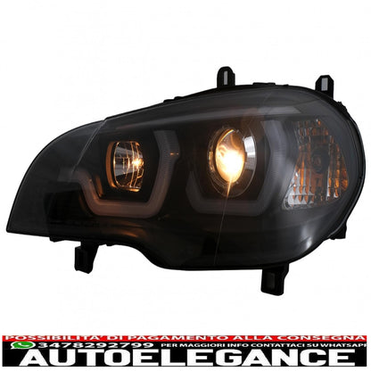 led light tube drl angel eye headlights suitable for bmw x5 e70 (2007-2010) black 
