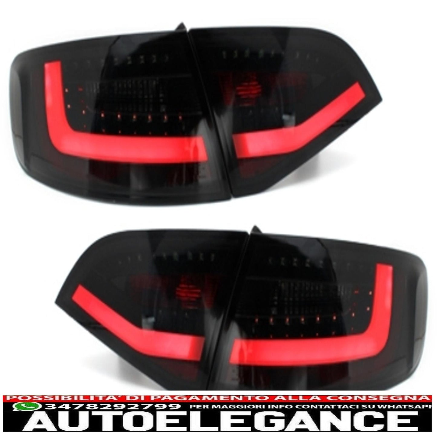 led drl headlights suitable for audi a4 b8 8k avant (2008-2011) with black/smoke led rear lights 