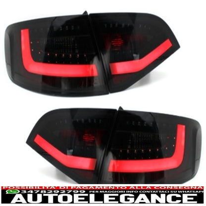 led drl headlights suitable for audi a4 b8 8k avant (2008-2011) with black/smoke led rear lights 