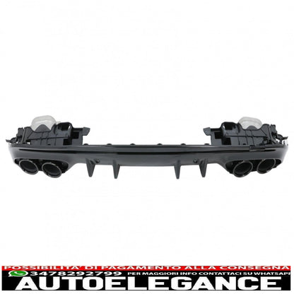 diffusore paraurti posteriore con terminali di scarico adatti per mercedes classe c w205 (2014-2020) e spoiler bagagliaio nero pianoforte