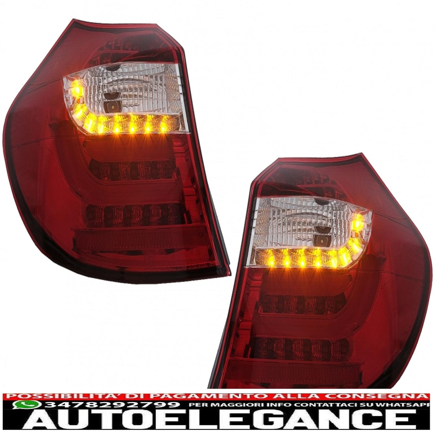 led bar rear lights suitable for bmw 1 series e81 e87 (2004-08.2007) transparent red