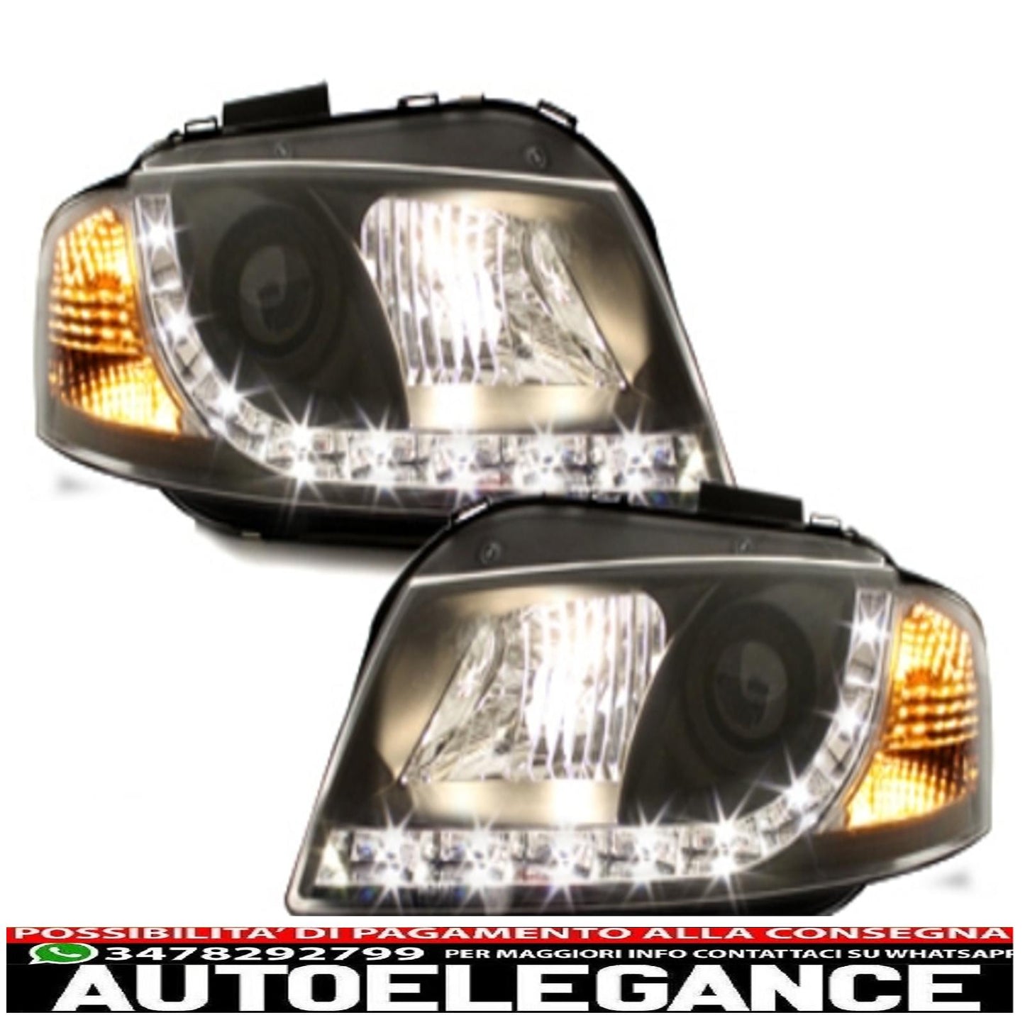 fari led drl luce diurna adatti per audi a3 8p (05.2003-03.2008) neri