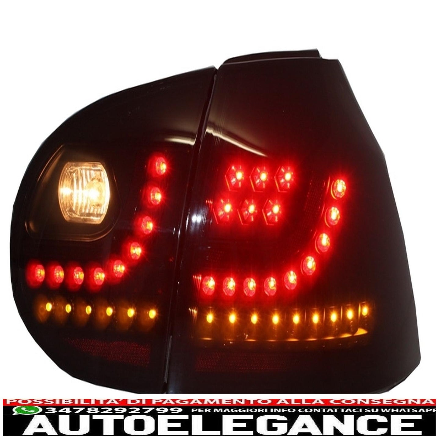 led rear lights suitable for vw golf v 5 left hand drive (2004-2009) smoked black look extreme urban style