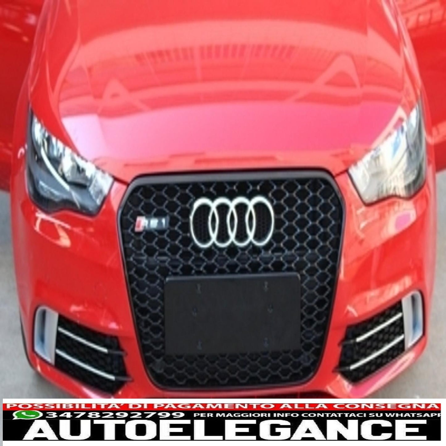 griglie laterali coperture fendinebbia adatte per audi a1 8x (2010-2015) rs1 design nero con inserti in alluminio spazzolato