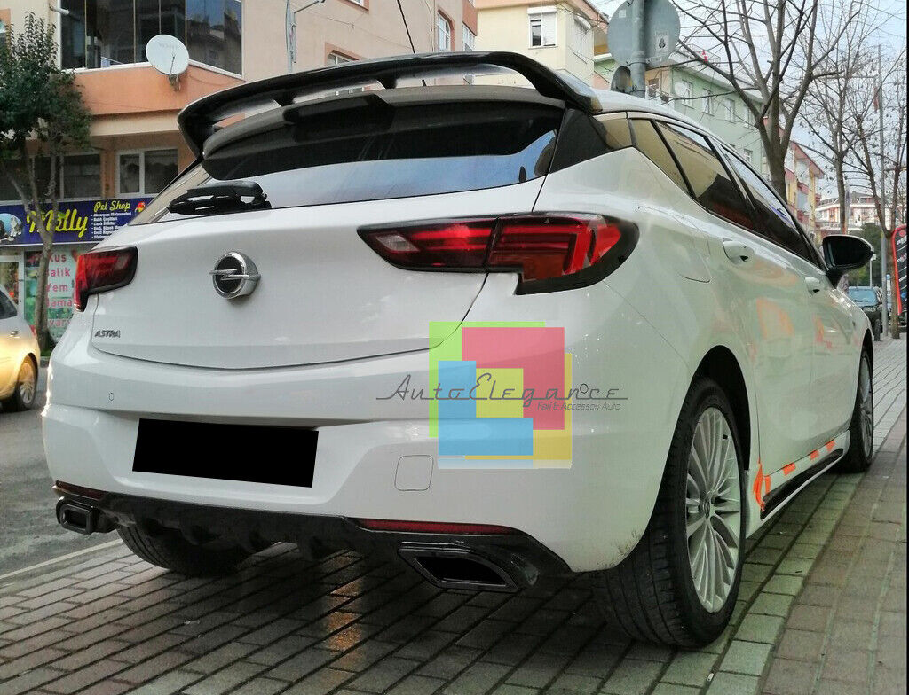 OPEL ASTRA K 2015-2018 REAR BUMPER DIFFUSER ABS GLOSSY BLACK .-. 