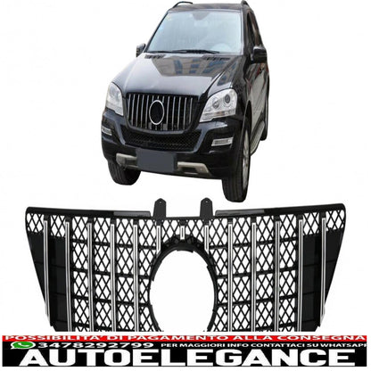front center grille suitable for mercedes ml w164 facelift (07.2008-2011) gt-r design panamericana black chrome