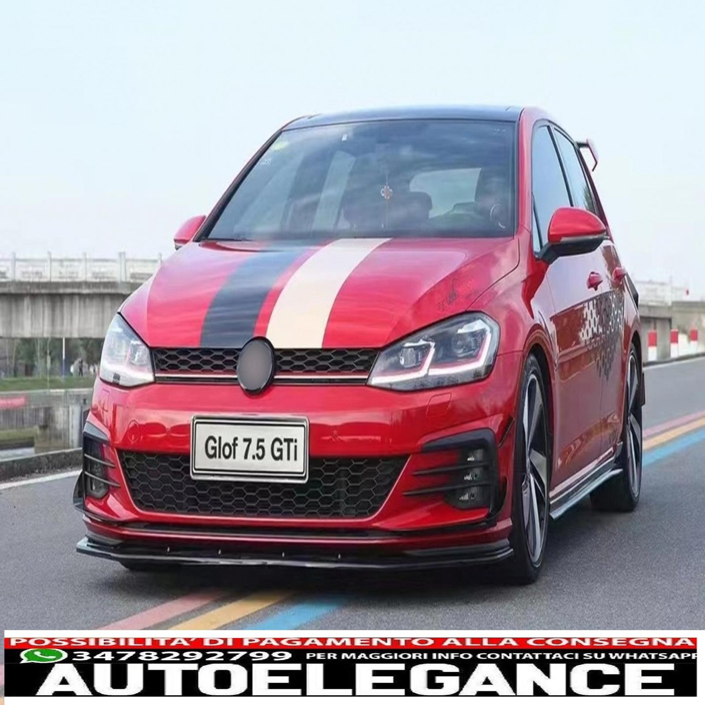 Alette laterali paraurti anteriore adatte per vw golf 7.5 gti 5g hatchback (2017-2020) pianoforte nero AUTOELEGANCERICAMBI