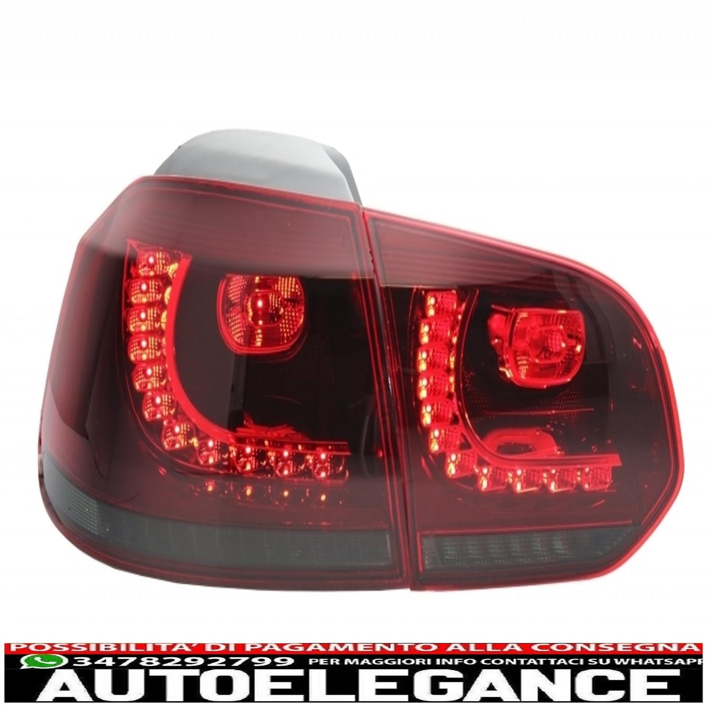 full led rear lights suitable for vw golf 6 vi (2008-2013) r20 red smoke design static direction light