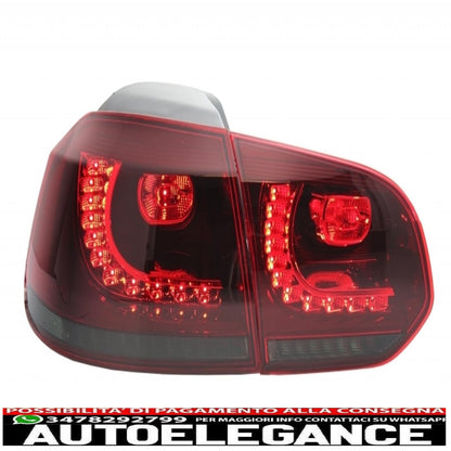 full led rear lights suitable for vw golf 6 vi (2008-2013) r20 red smoke design static direction light