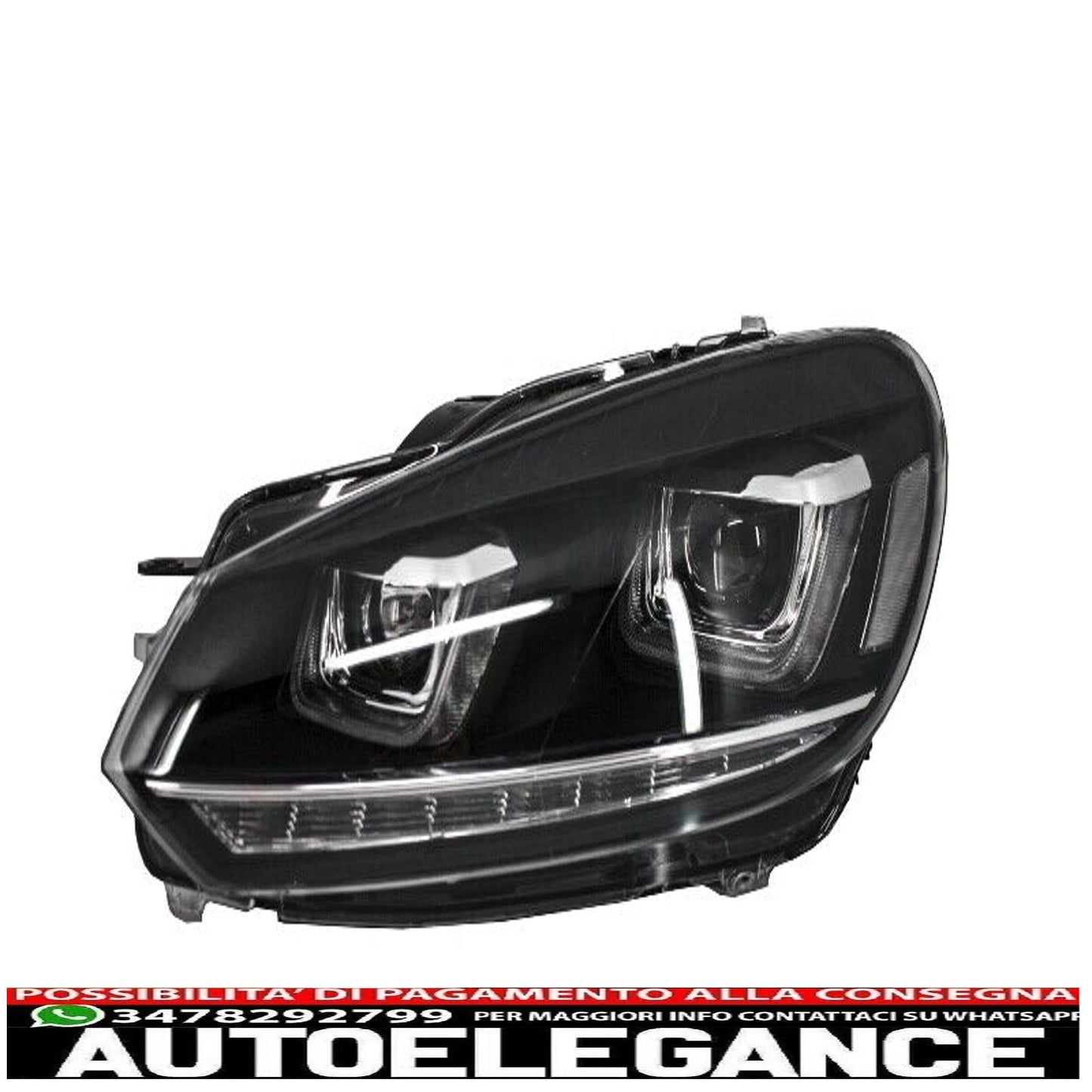 Fari anteriori VW Golf 6 VI 08-13 LED 3D DRL U-Golf 7 Look Light Flowing Flowing