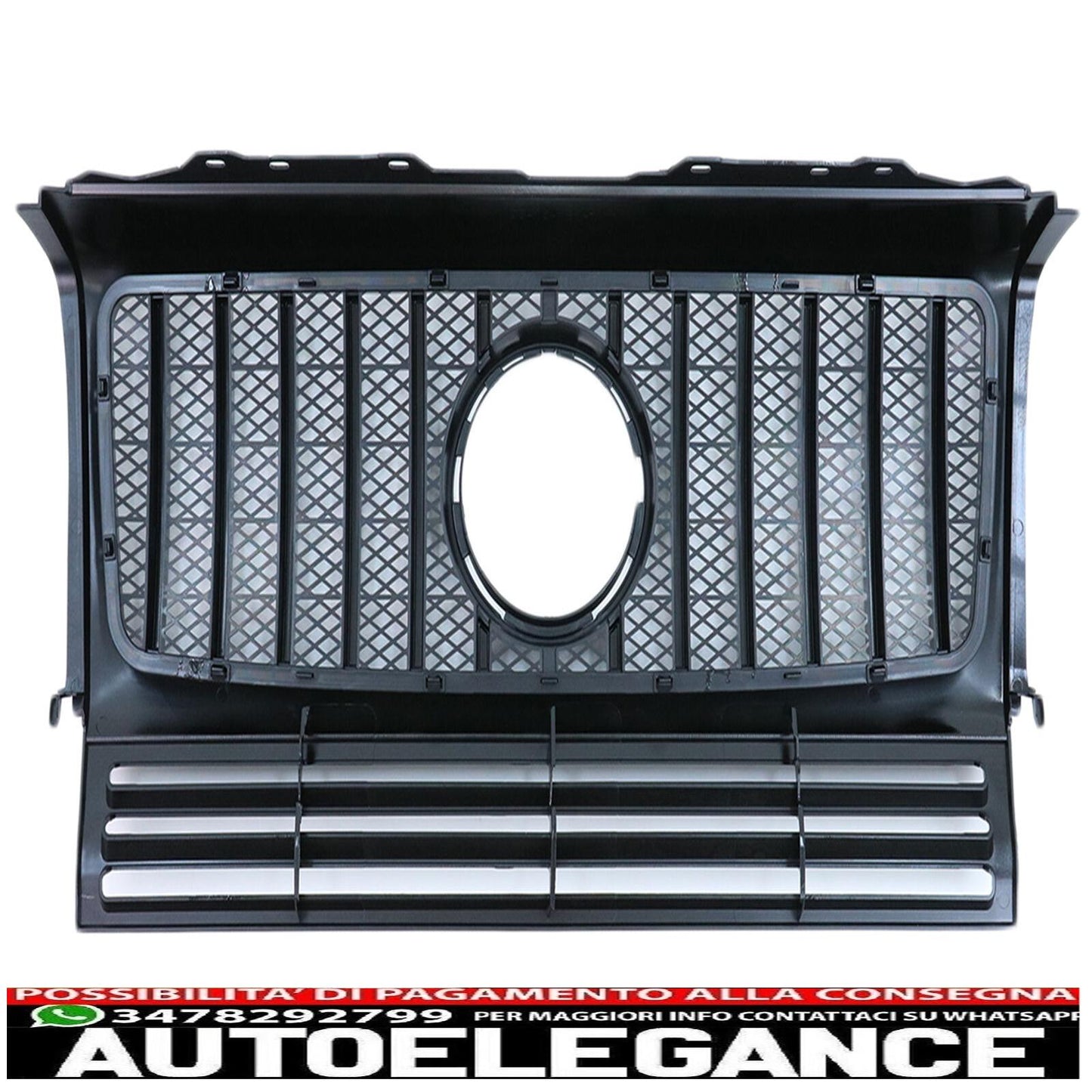 Grille for Mercedes G W463 1990-2014 G63 GT-R Panamericana Look Glossy Black -show original titleOriginal textGrille for Mercedes G W463 1990-2014 G63 GT-R Panamericana Look Glossy Black 