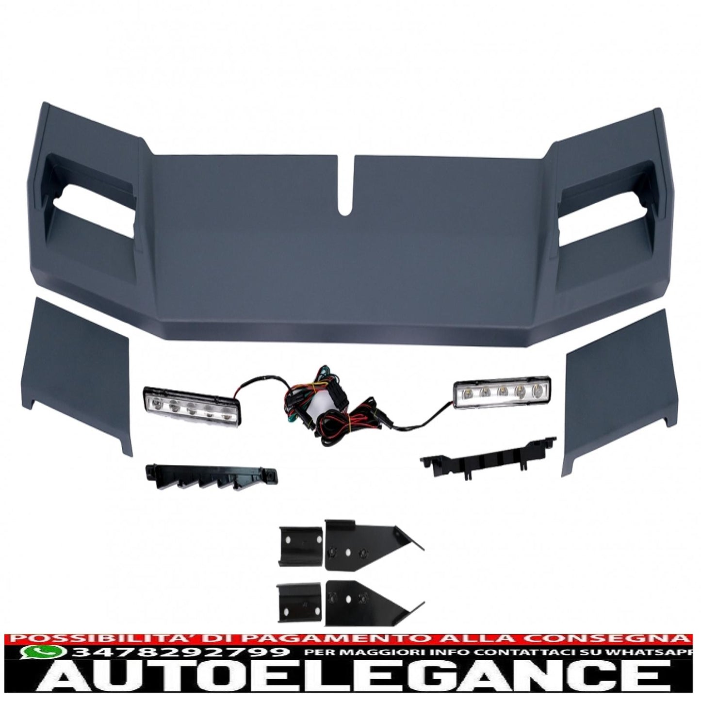 Front Bullbar Kit and LED Roof Spoiler with Upper Spoiler and LED Light Extension Suitable for Mercedes G-Class W463 (1989-2018) G63 G65 Design